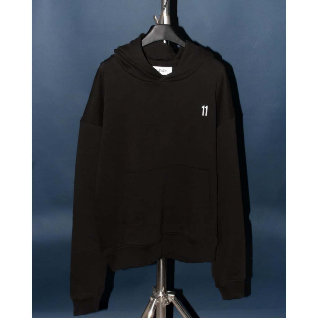 𝐄𝐋𝐄𝐕𝐄𝐍 - Áo Nỉ Hoodie Unisex Nam Nữ Thêu 11 | Màu Đen
