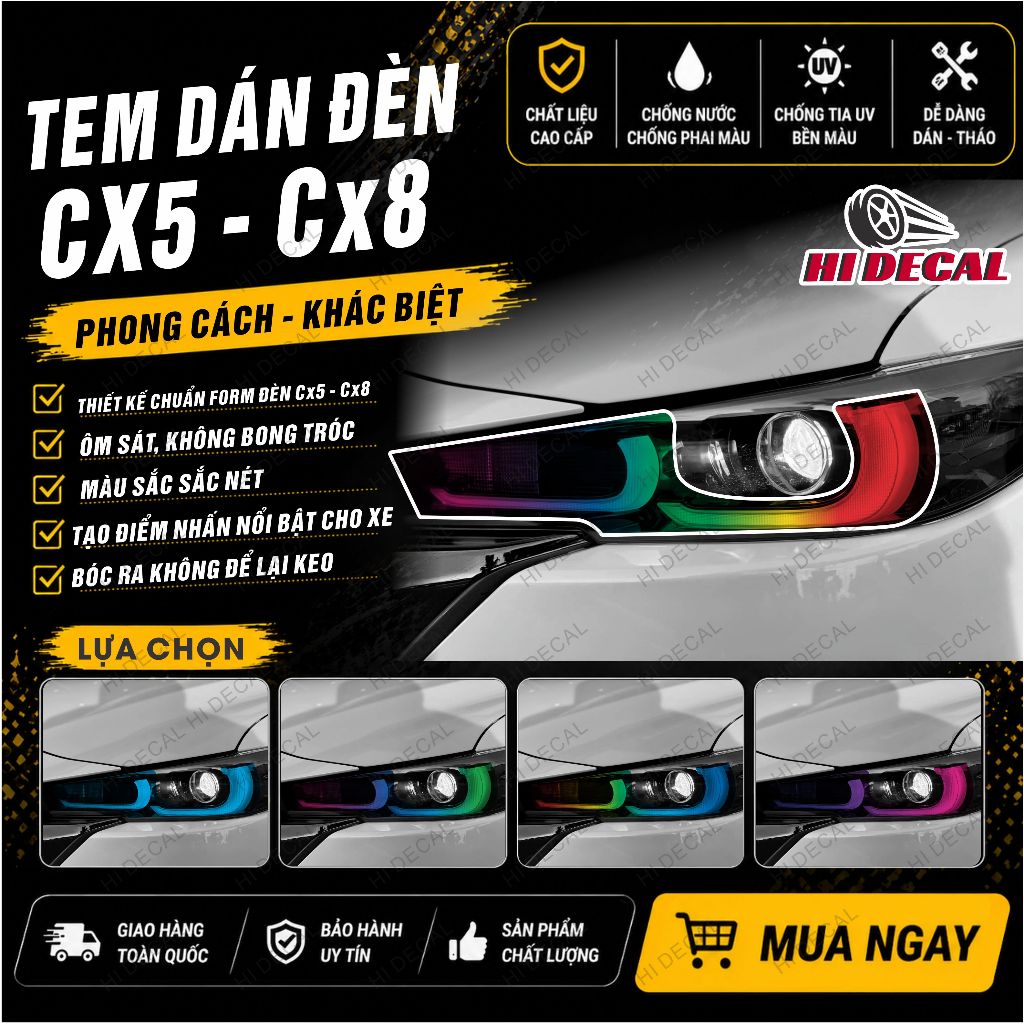Tem dán dèn cx5 - cx8, decal dán đèn mazda cx5 - cx8 2023-2025 chuẩn from dễ dán  - Hi decal tem dán
