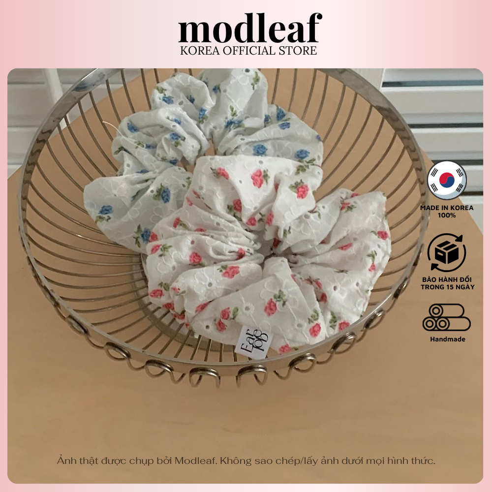 Buộc tóc thêu hoa mềm mại Modleaf Garden Bloom Scrunchies Hàn Quốc