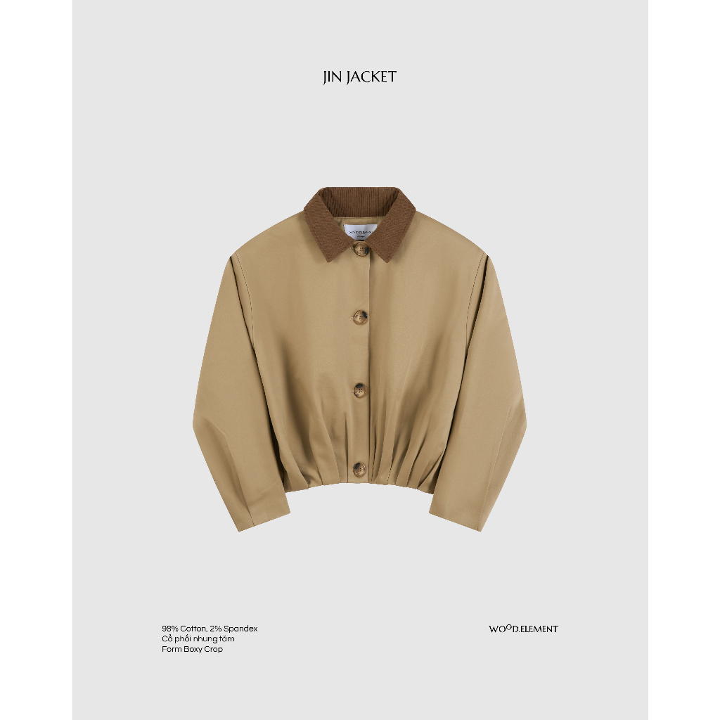 Áo khoác kaki - WOOD ELEMENT | JIN JACKET phối cổ nhung dáng crop