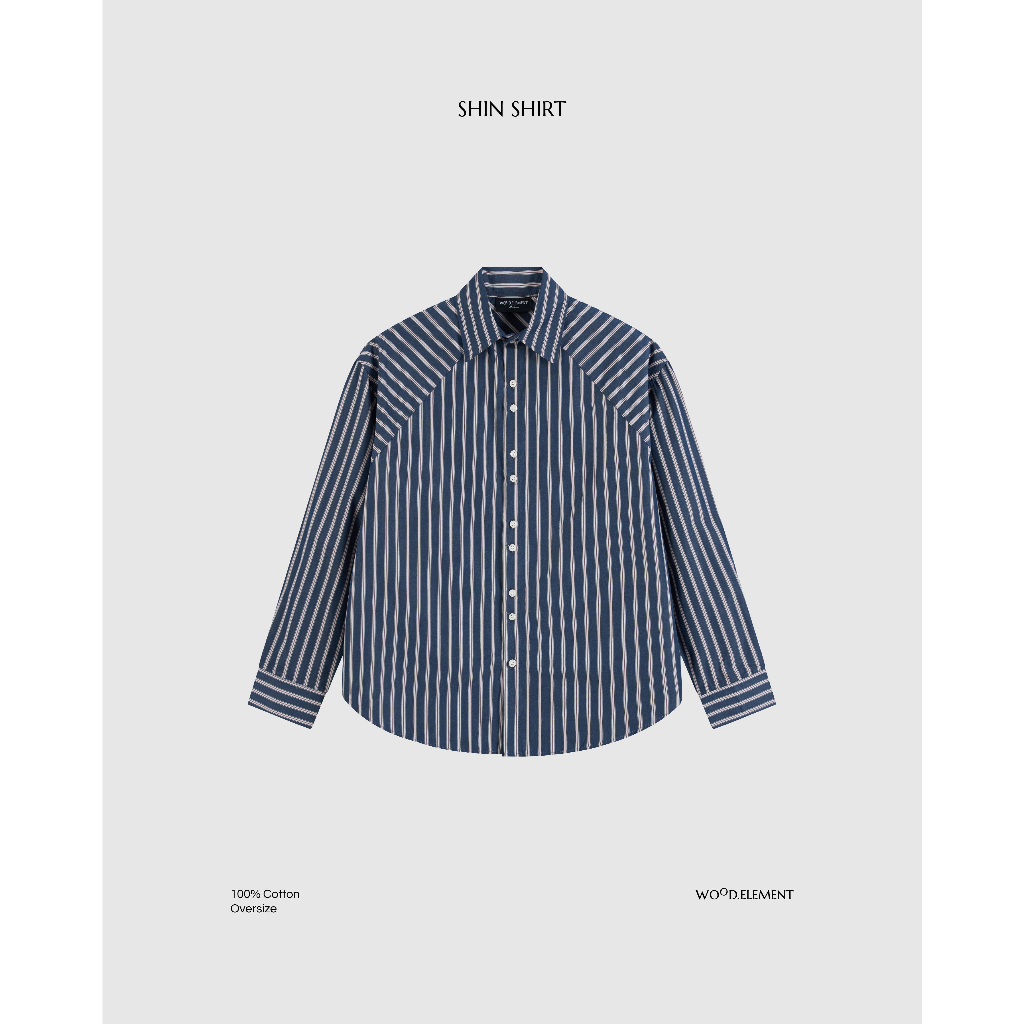 Áo sơ mi nam kẻ - WOOD ELEMENT | SHIN SHIRT chất cotton tự nhiên form oversized