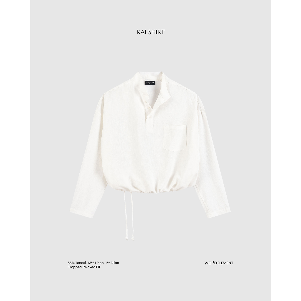 Áo sơ mi nam cổ trụ - WOOD ELEMENT | KAI SHIRT ver trắng bo chun linh hoạt