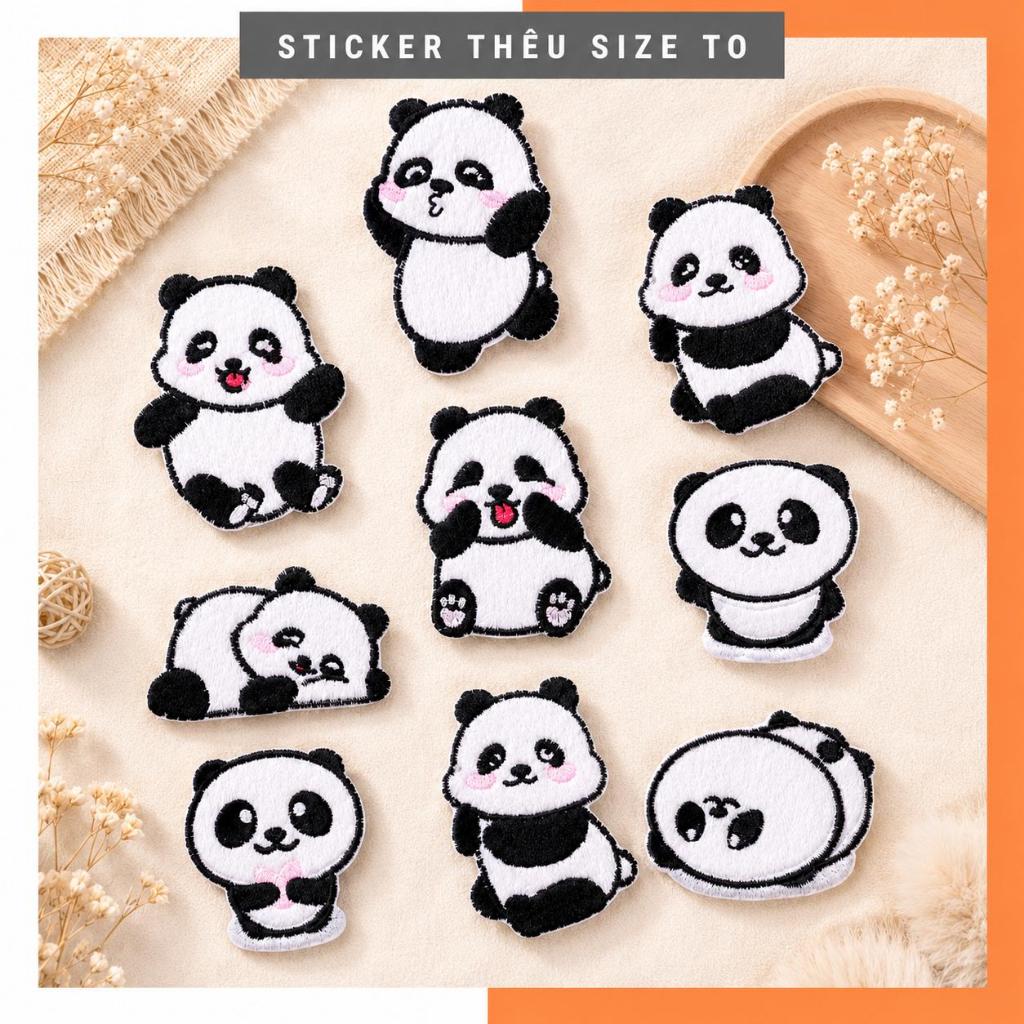 Miếng vá quần áo rách, hình thêu áo bị rách Hình Gấu Trúc Panda Fubao Panda Aibao Songbao Dễ Thương