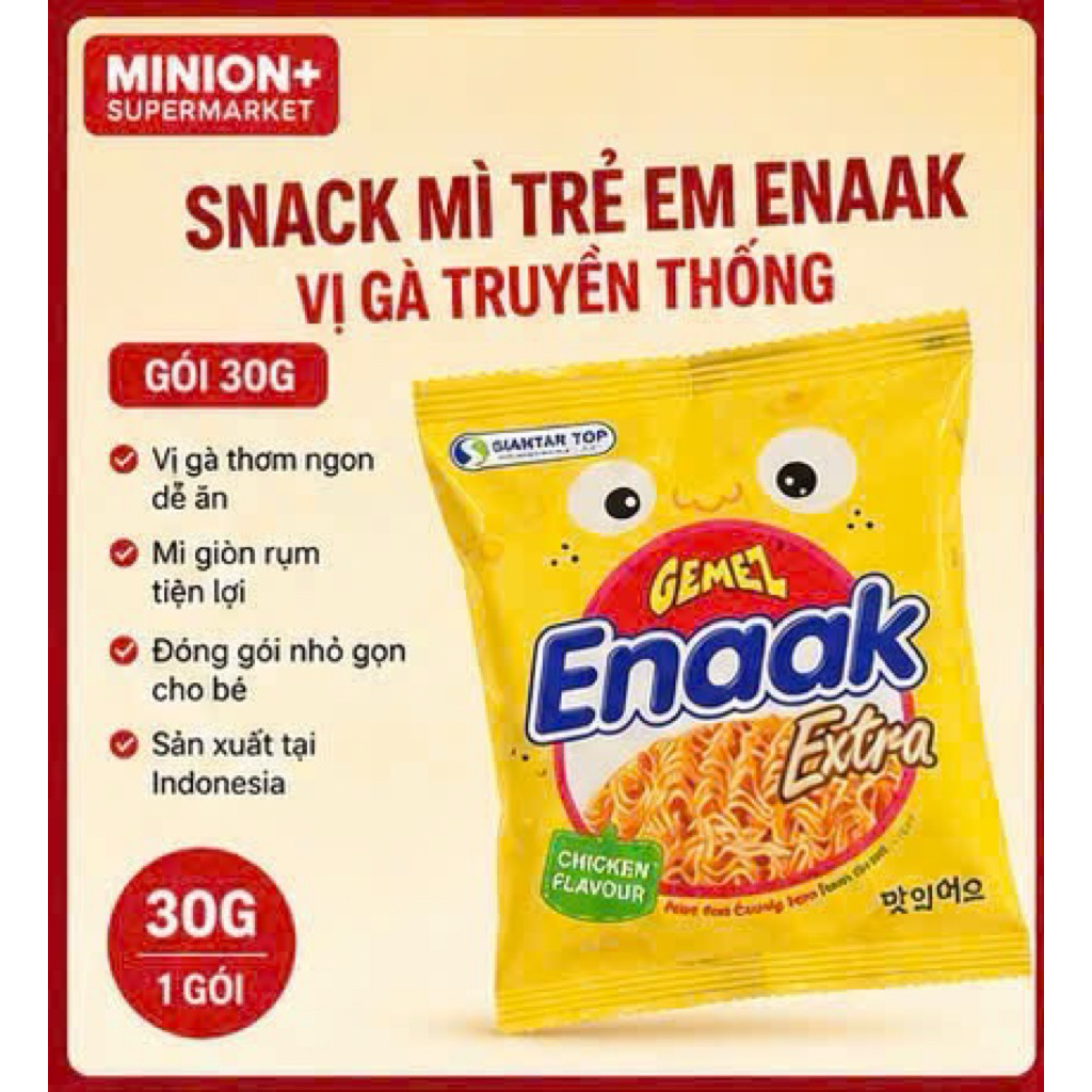 Snack Mì Trẻ Em Enaak Indonesia Vị Gà Truyền Thống 30g - Bánh Snack Giòn Tan, Thơm Ngon Hấp Dẫn