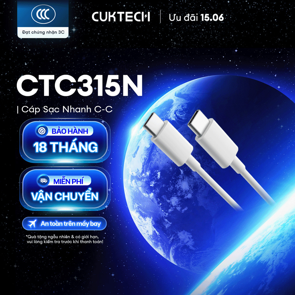Cáp Sạc CUKTECH 60W USB-C Sang USB-C