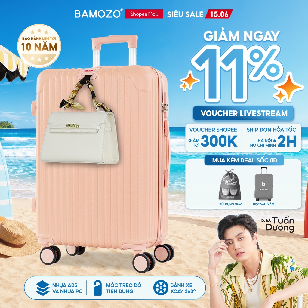 Vali Du Lịch Bamozo 8801 Size 20/24 Chất Liệu Nhựa ABS Bền Đẹp_8801