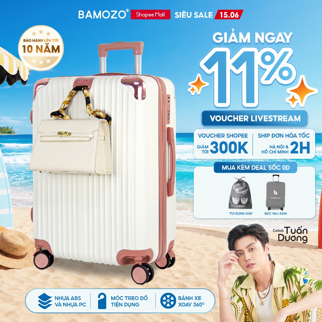 Vali Kéo Du Lịch Bamozo 8809 Size 20/24/28 Chống Va Đập Chống Trầy Xước_8809