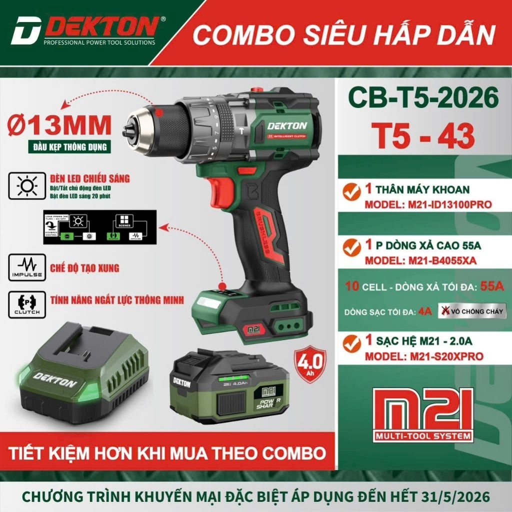 Thân máy khoan rút lõi dekton M2113100 Prođều kẹp jasscod tính năng tạo xung