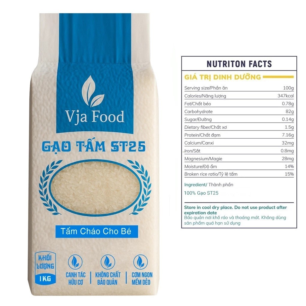 Gạo Tấm ST25, Gạo nấu cháo, cơm tấm Vja Food - 1kg