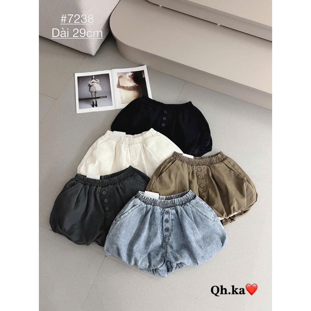Quần short jean bồng cạp chun 7238