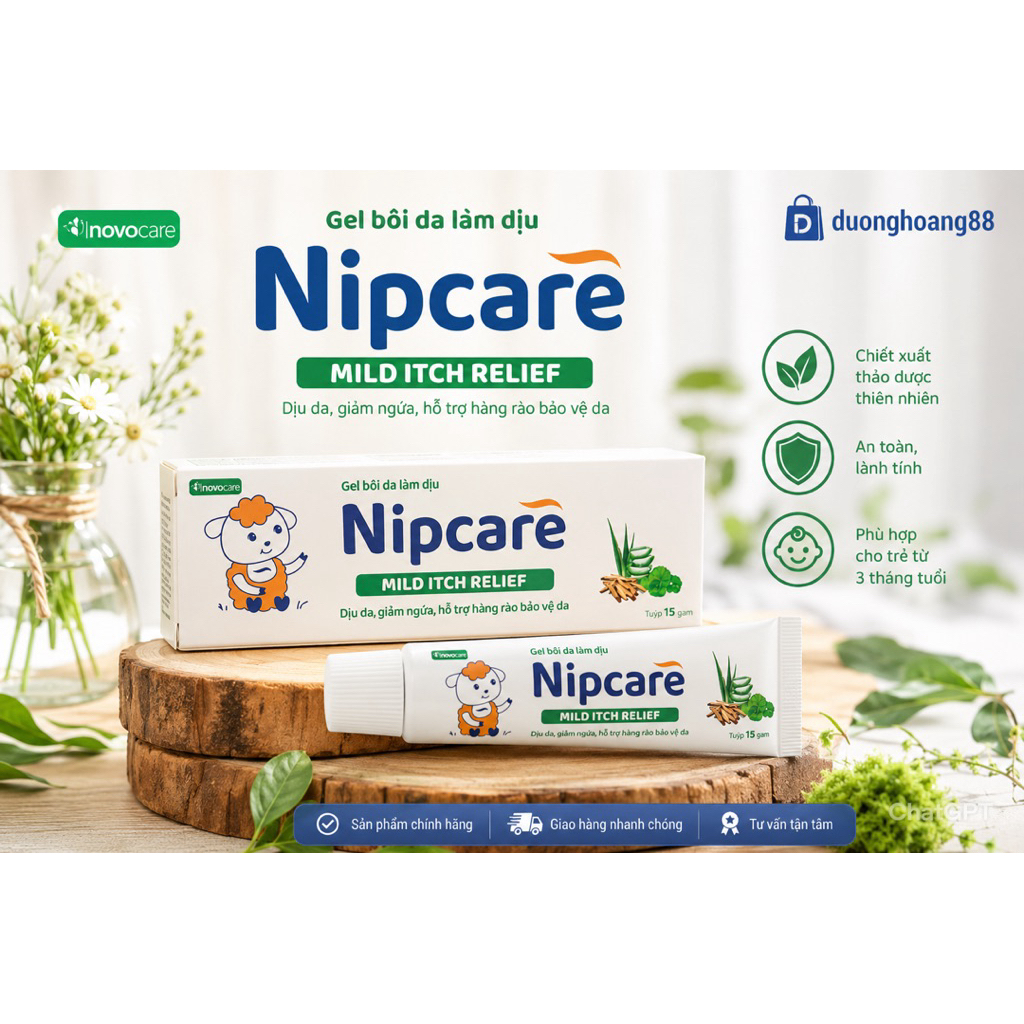 ✅[CHÍNH HÃNG] [Mới] Gel bôi Nipcare Mild Itch Relief 15g - Nipcare giảm ngứa, dịu da, hỗ trợ phục hồ