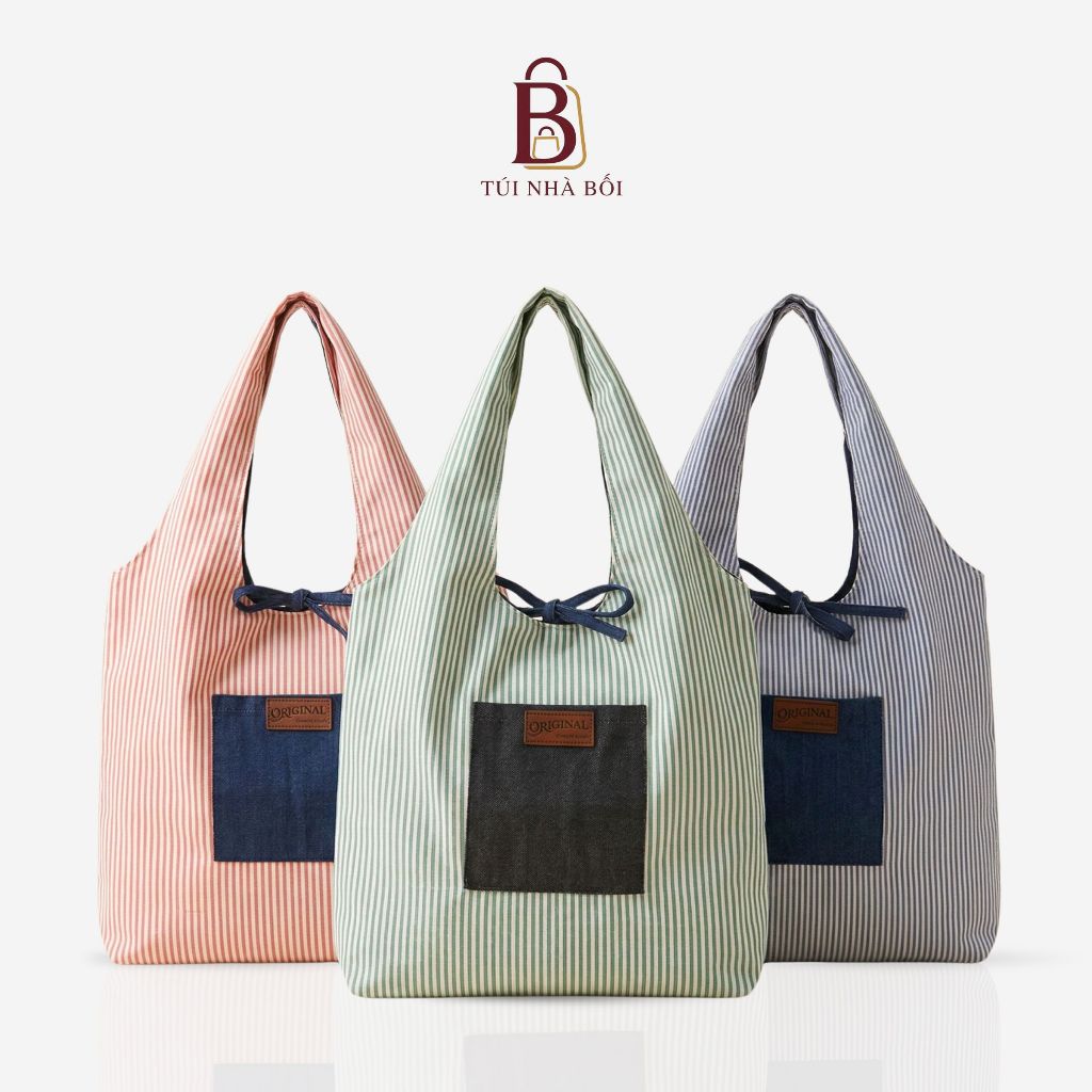 Túi Tote Nữ Canvas Caro 2 Mặt Đeo Vai, Đựng Vừa Laptop Đi Học,Đi Chơi Thời Trang, Túi Nhà Bối T-02