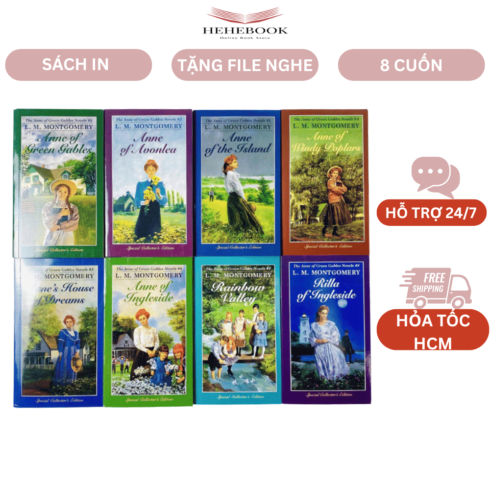 Sách in - Anne of Green Gables 8 cuốn, Anne tóc đỏ trọn bộ 8 cuốn TẶNG FILE NGHE