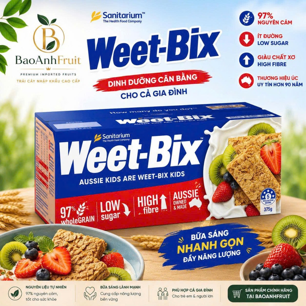 Ngũ cốc ăn sáng Weet-Bix _hộp 375g_Úc