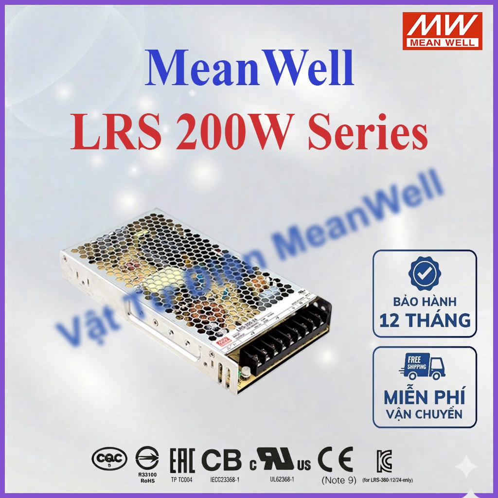 Bộ nguồn tổ ong MEANWELL 200W LRS-200-3.3, LRS-200-5, LRS-200-12, LRS-200-24, LRS-200-36, LRS-200-48