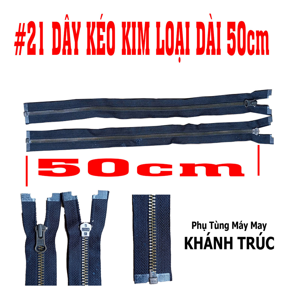 [#21KLAK-50CM] 10 sợi Dây kéo Kim loại màu Đen dài 50cm