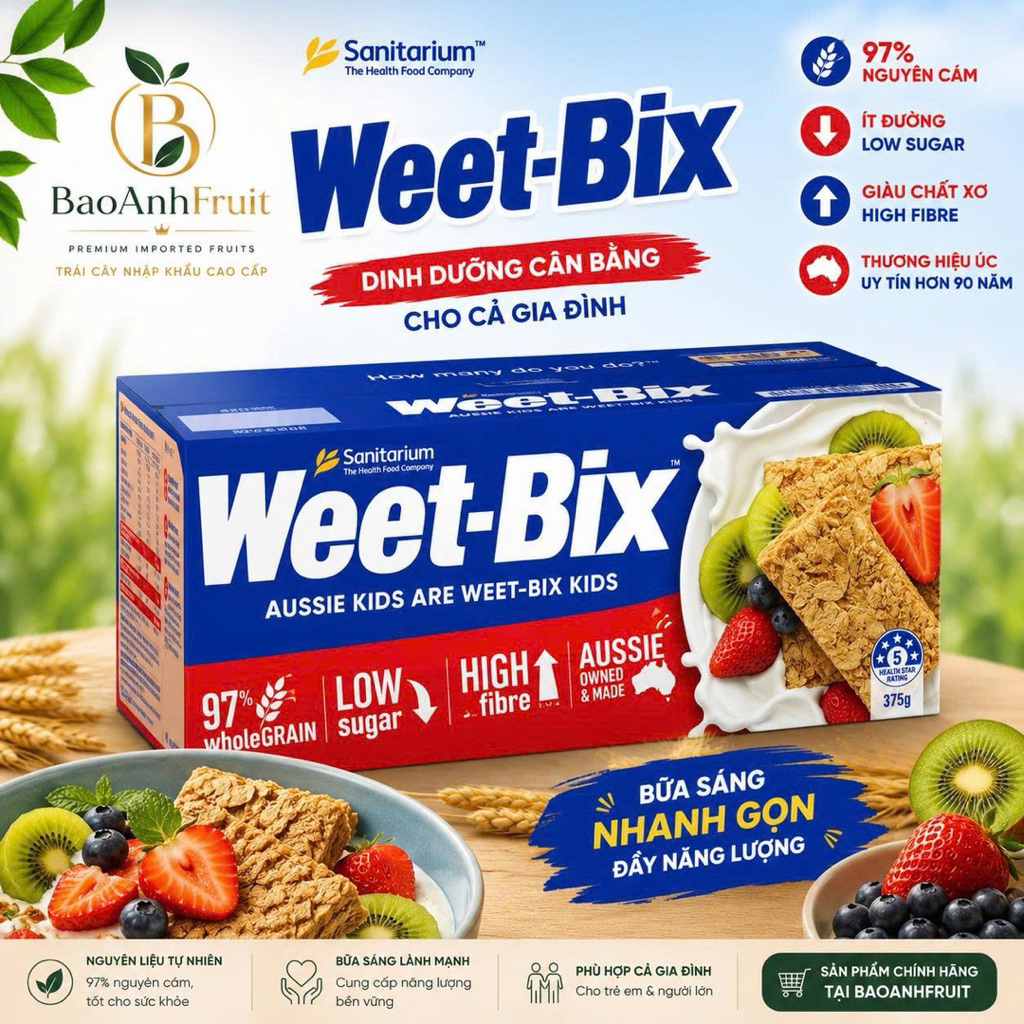 Ngũ cốc dinh dưỡng Weet-Bix- Hộp 375g-Úc