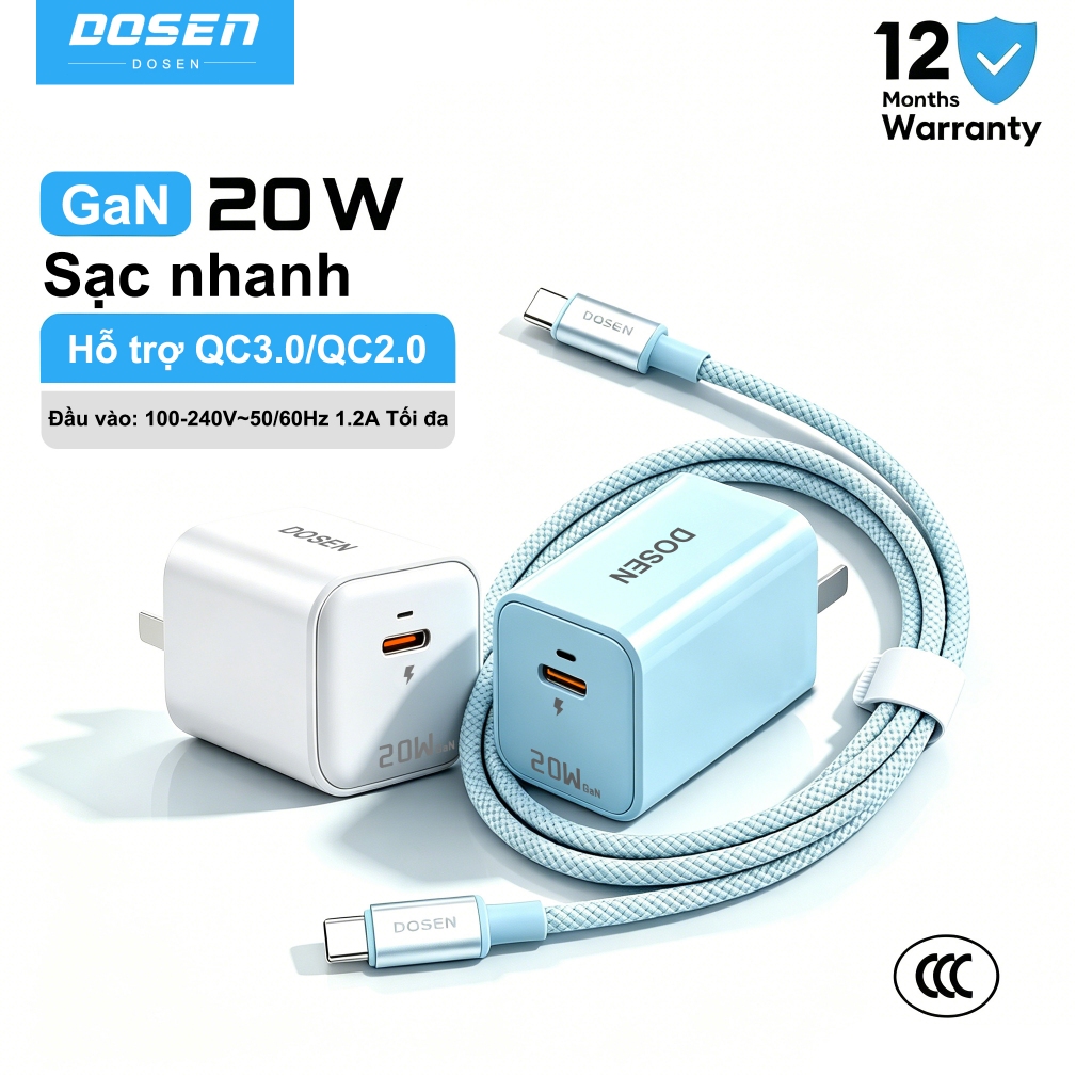 Dosen Bộ Củ Cáp Sạc Nhanh 20W An Toàn Ổn Định- Bảo Vệ Thiết Bị- Không Nóng Máy- Có Chống Nổ
