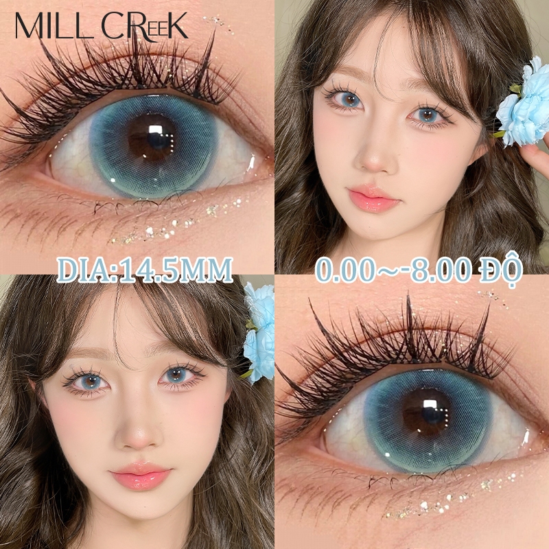 Kính áp tròng MillCreek Chameleon xanh lam 14.5mm, 1 ngày, cận thị 0-8 độ, hàm lượng nước 55%