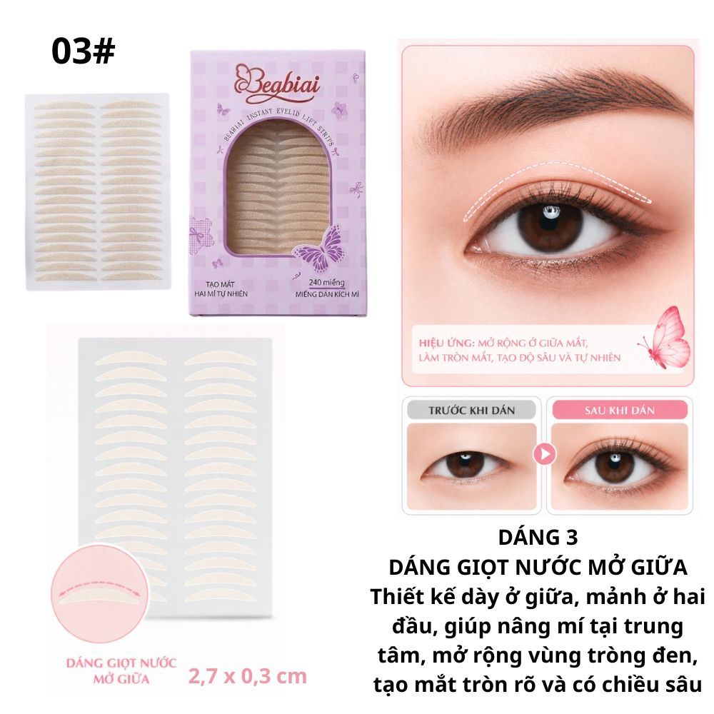 Ảnh 6 của Miếng dán kích mí BEABIAI tạo mắt hai mí tự nhiên và định hình nếp mí rõ nét.