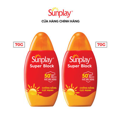 Combo 2 Kem chống nắng Sunplay cực mạnh, ngừa đen sạm da hiệu quả dạng sữa Sunplay Super Block SPF 50+, PA++++ 70g