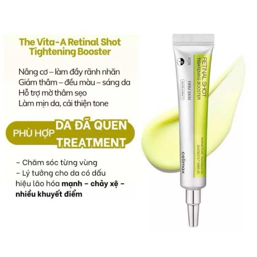 [Auth] Kem dưỡng Retinal Celimax Vita-A Retinal Shot Tightening Boooster 15ml