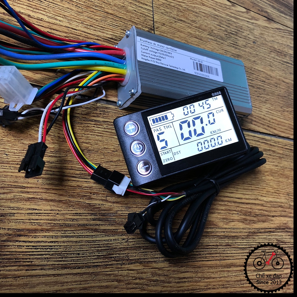 IC điều khiển 450w/500w kèm màn hình LCD S866 không chổi than, 3 pha cho Xe đạp điện 24/36/48v