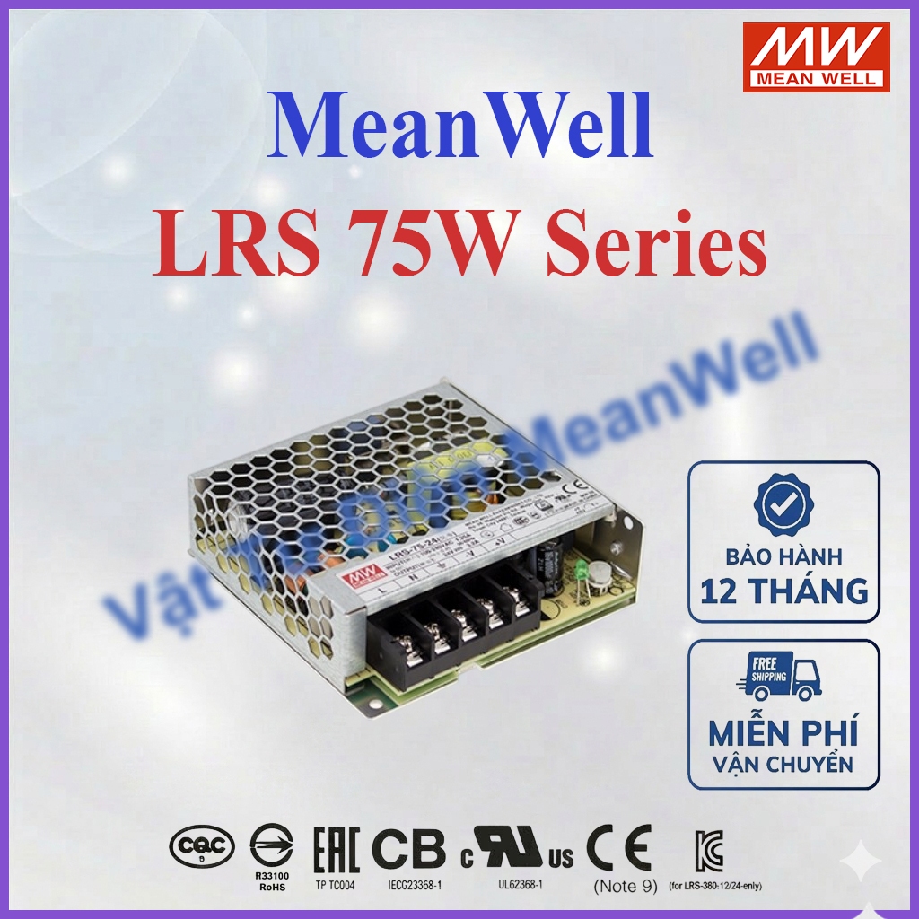 Bộ nguồn Meanwell công suất 75W LRS-75-12, LRS-75-24, LRS-75-36, nguồn tổ ong Meanwell 12V 24V 36V
