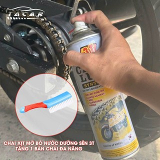 [TẶNG BÀN CHẢI] Chai mỡ bò nước 3T 500ml, dưỡng sên xe máy, bảo vệ linh kiện xe ô tô, chống văng, bám bính tốt