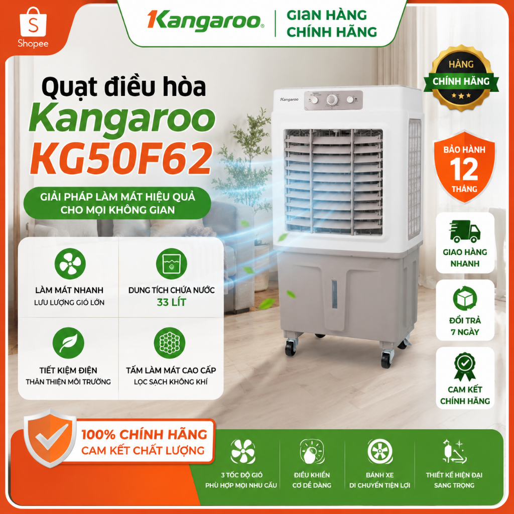 Quạt điều hoà Kangaroo KG50F62 - Bảo hành 12 tháng