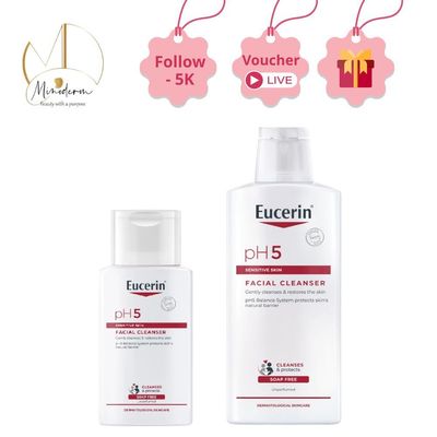 Sữa rửa mặt Eucerin pH5 Sensitive Skin Facial Cleanser dịu nhẹ cho da nhạy cảm.