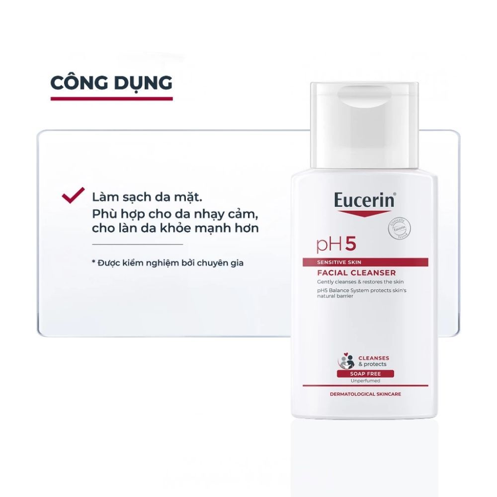 Ảnh 5 của Sữa rửa mặt Eucerin pH5 Sensitive Skin Facial Cleanser dịu nhẹ cho da nhạy cảm.