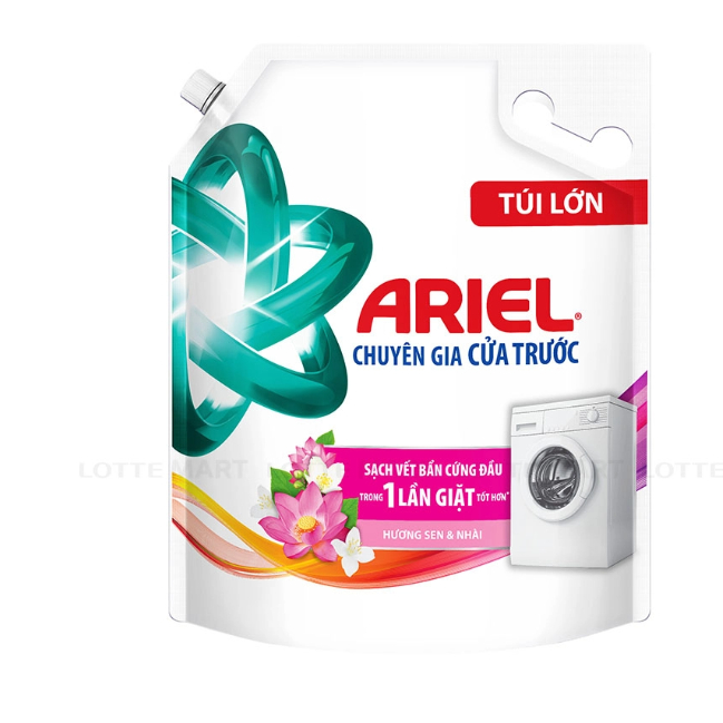Nước Giặt Ariel Hương Sen Và Nhài Cho Máy Giặt Cửa Trước Túi 3.05kg