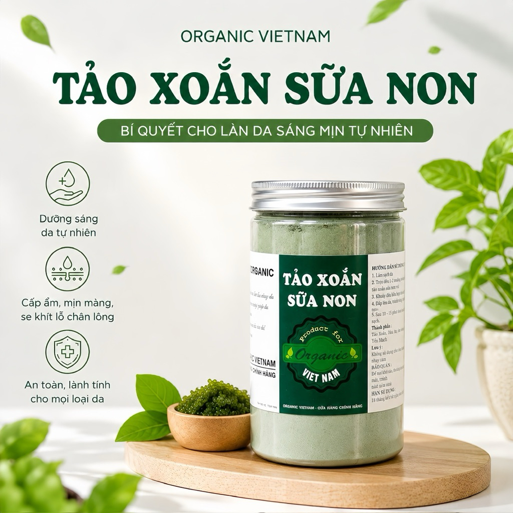 [ Deal mở bán ] TẢO XOẮN SỮA NON, tắm body và face, giúp nâng tone da, skincare từ ORGANIC VIETNAM