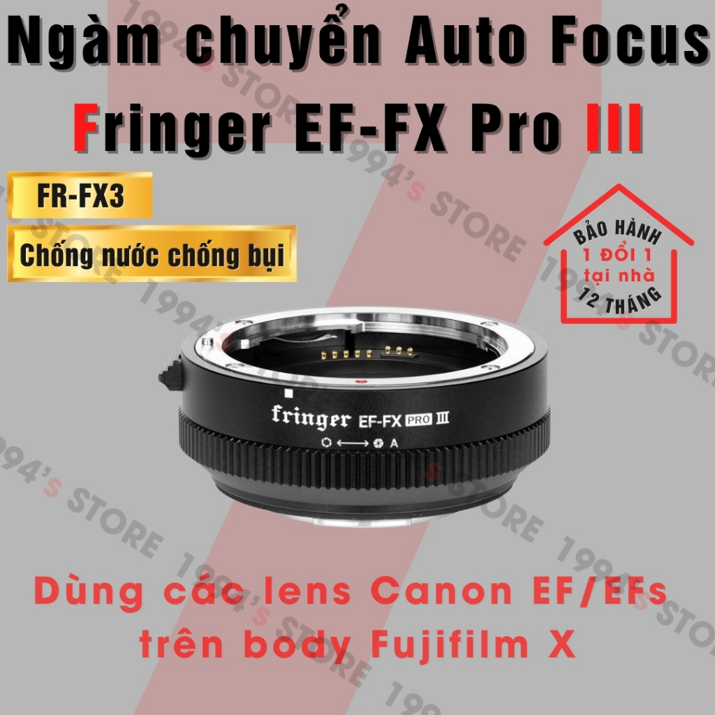 Ngàm chuyển Auto Focus siêu nhanh Fringer EF-FX Pro III cho Fujifilm - Sử dụng lens Canon EF/EFs cho