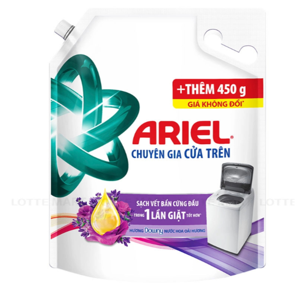 Nước Giặt Ariel Hương Downy Oải Hương Cho Máy Giặt Cửa Trên Túi 3.65kg