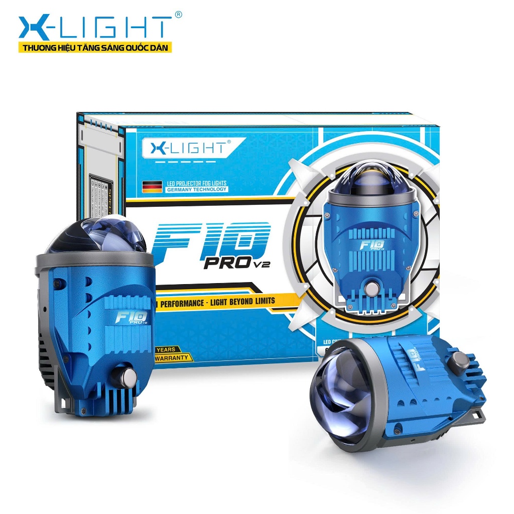 ĐÈN BI GẦM X-LIGHT F10 PRO V2 bi 3.0 TÍCH HỢP 3 NHIỆT MÀU 65W GIÁ 1 CẶP BẢO HÀNH 2 NĂM