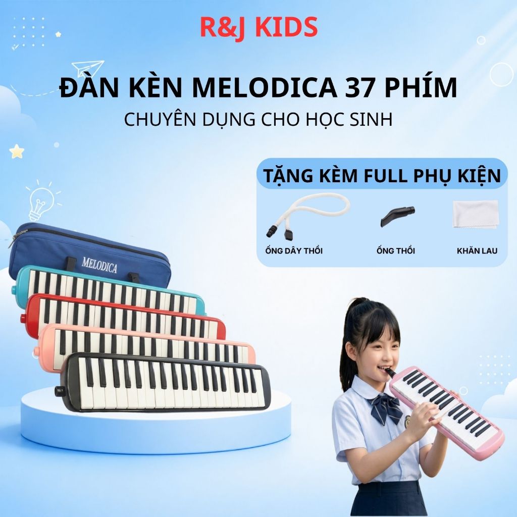 Kèn Melodica 37 Phím Cho Học Sinh – Full Phụ Kiện Túi + Ống Thổi Kèn Pianica…