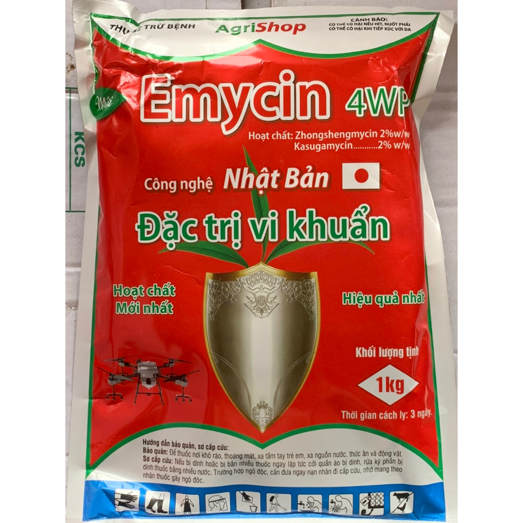 Combo 3 gói Emycin 4WP 1KG: 2 hoạt chất trừ nấm khuẩn, bảo vệ cây trồng