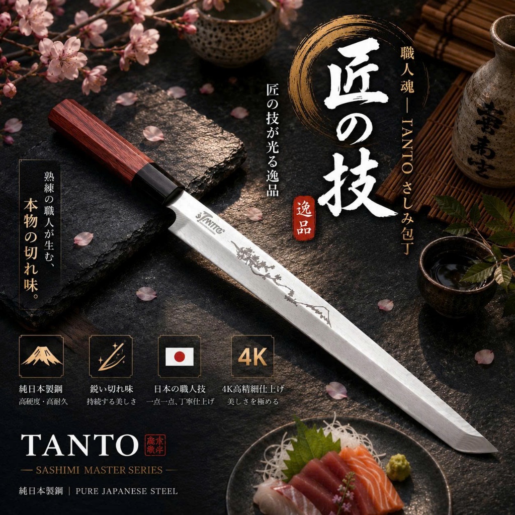 [SM.NV] Dao thái lát cá hồi, thái sashimi - Chất liệu thép AUS8 chống gỉ - Cán gỗ,chuyện dùng trong 