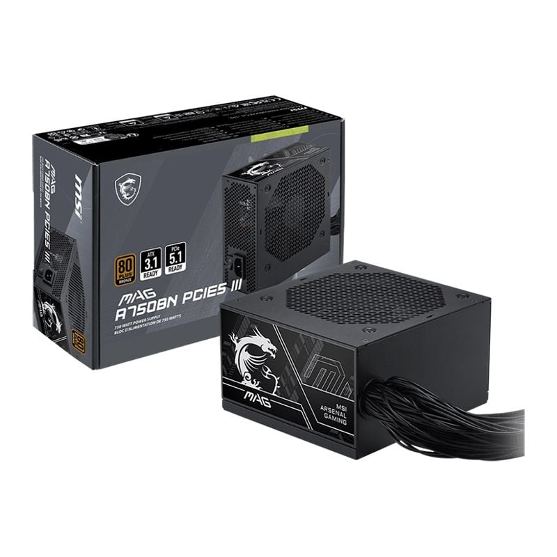 Nguồn MSI MAG A750BN 80 Plus Bronze Pcie 5 III | Non Modular, ATX