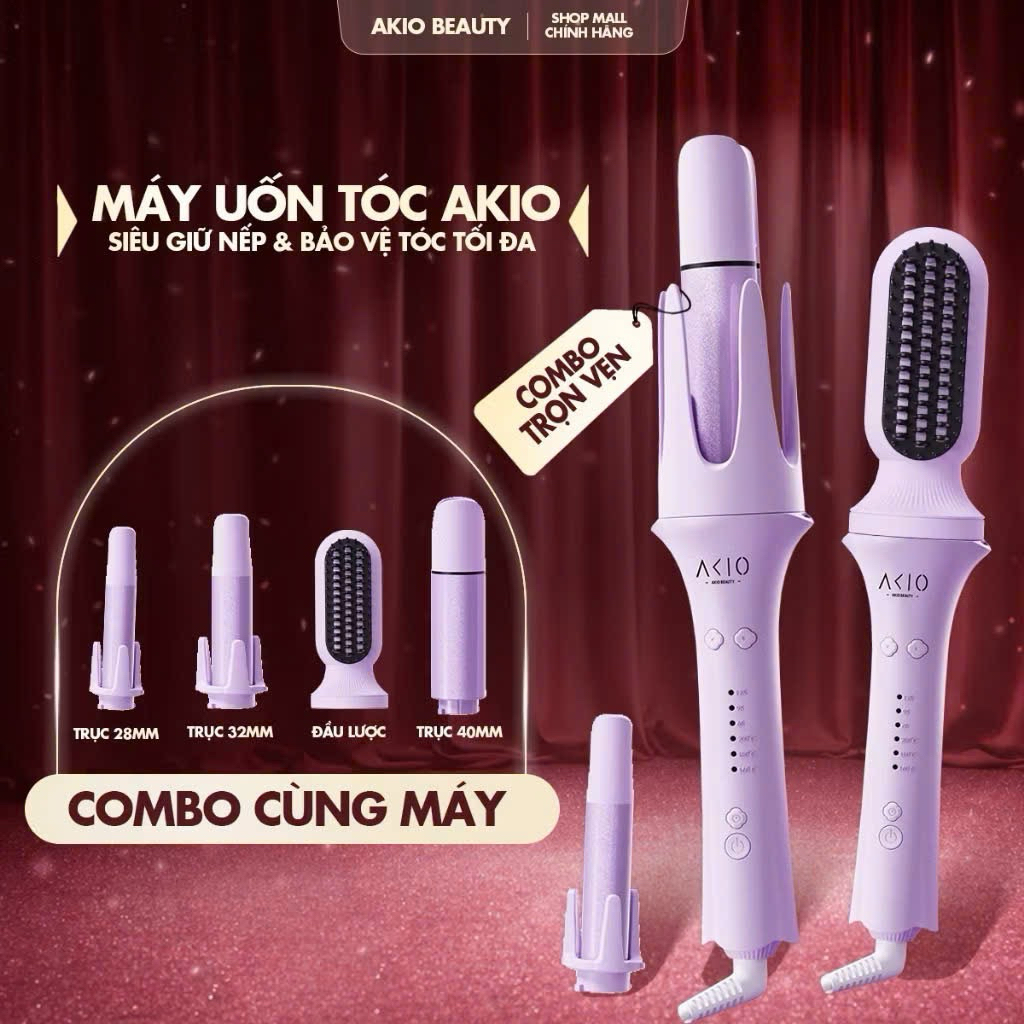 Pass bộ máy uốn tóc AKIO gồm bản 3 trục và 1 lược