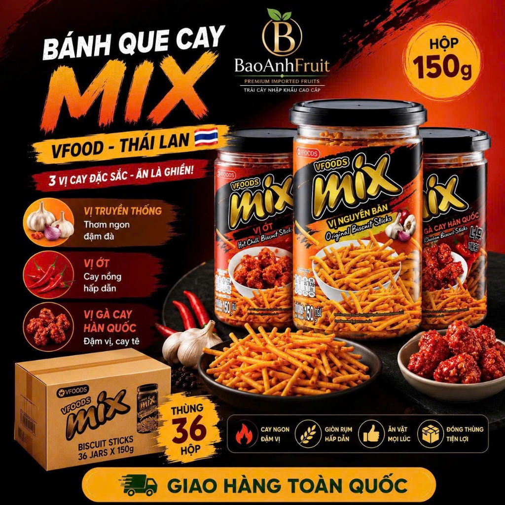 BÁNH QUE CAY MIX VFOODS 150G – GIÒN RỤM