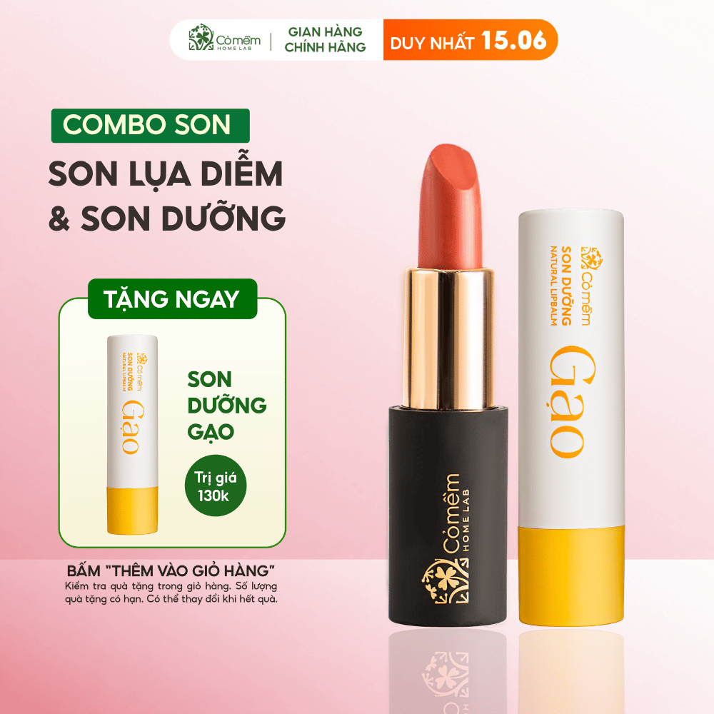 Bộ Chăm Sóc Môi Xinh Gồm Son Lụa Và Son Dưỡng Cỏ Mềm