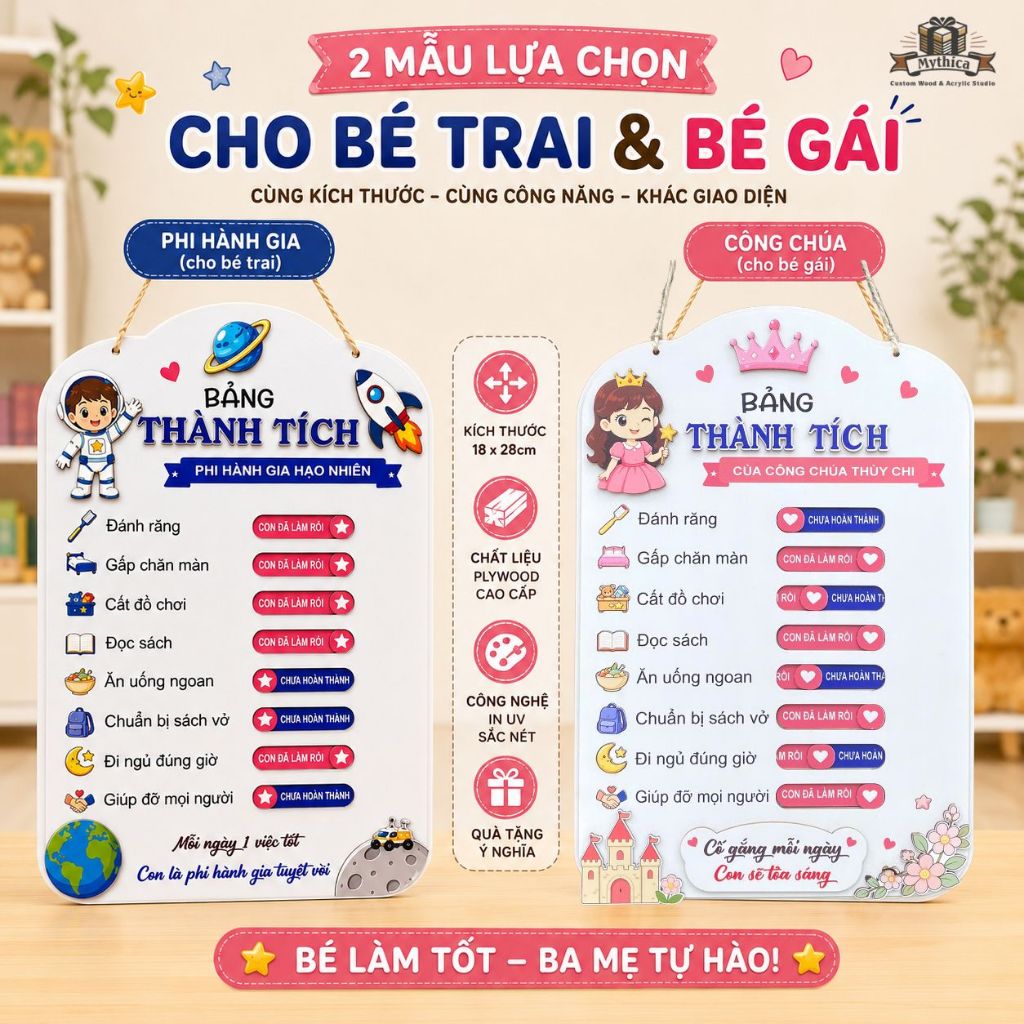 Bảng Thành Tích Khen Thưởng Cho Bé Gỗ Khắc Tên — ảnh listing minh họa