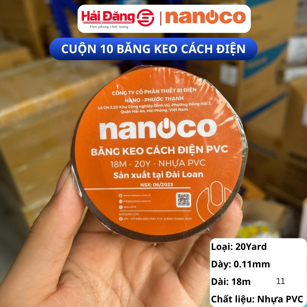 Băng dính điện - Băng keo cách điện Nanoco màu đen model:  FKPT20BK (20ya)