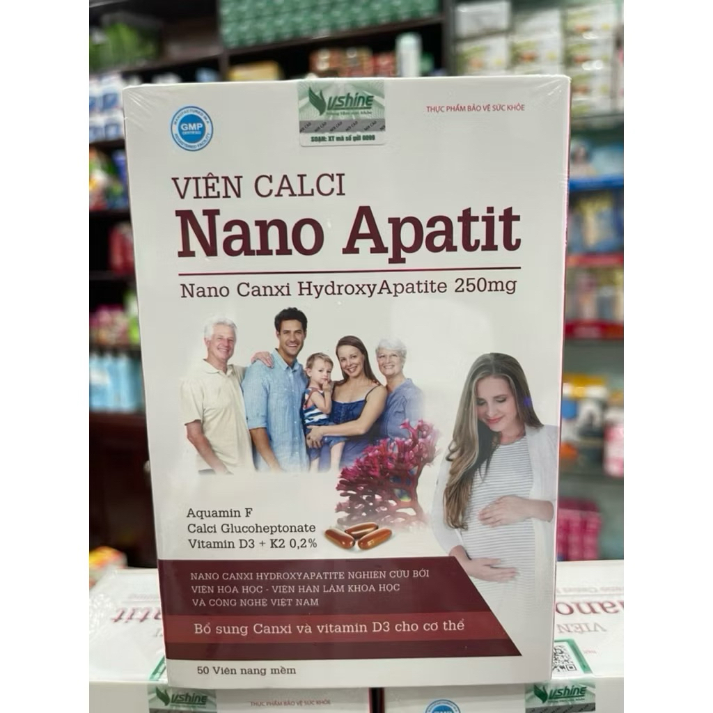 Canxi Nano Apatit 50viên cung cấp canxi,d3 k2