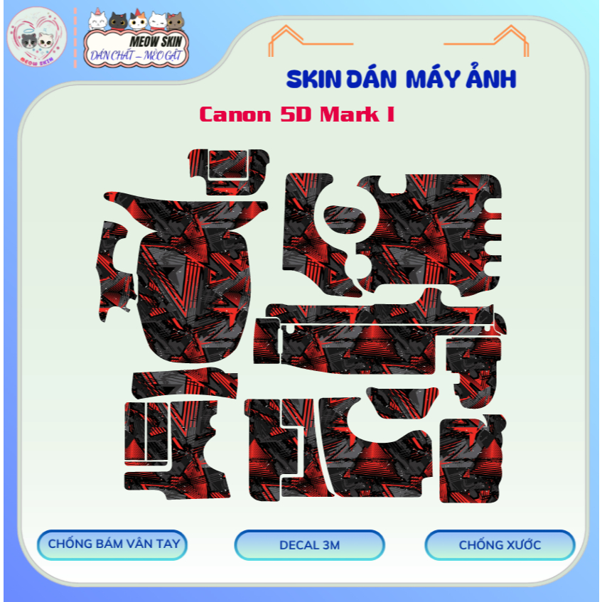 Skin Dán Máy Ảnh Canon 5D Mark I Nhiều Mẫu | Decal Film 3M Vân Nổi Custom Chống Trầy, Chống Trơn Trư
