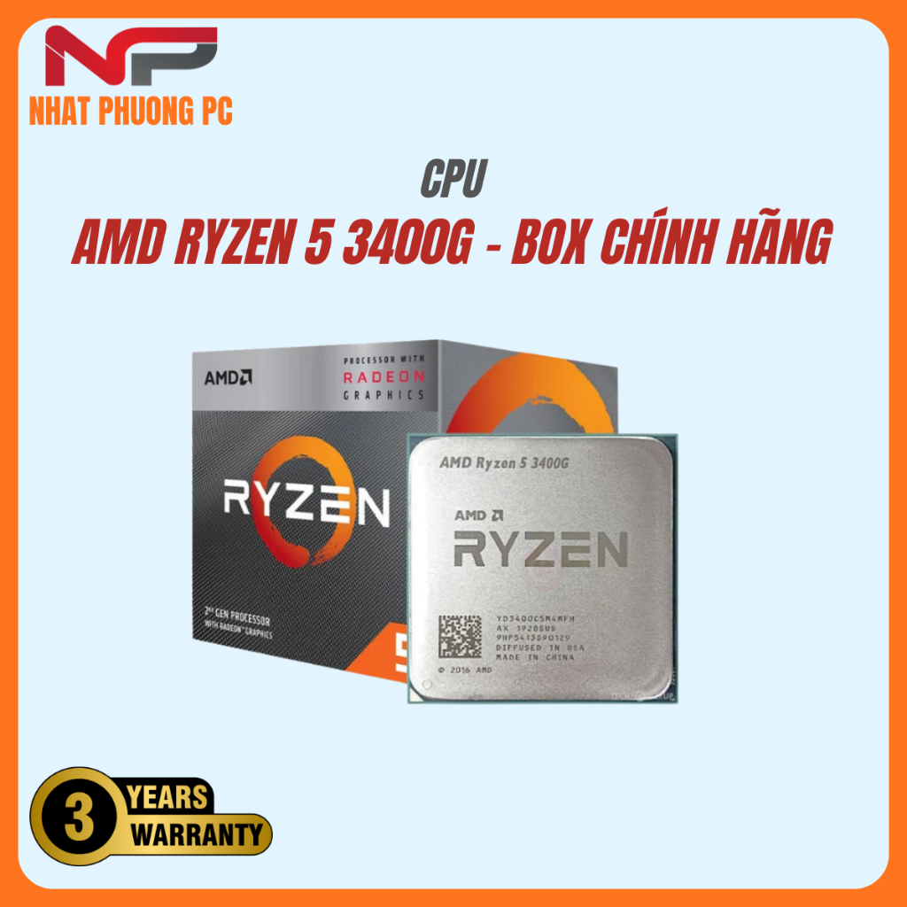 CPU AMD RYZEN 5 3400G BOX CHÍNH HÃNG NEW