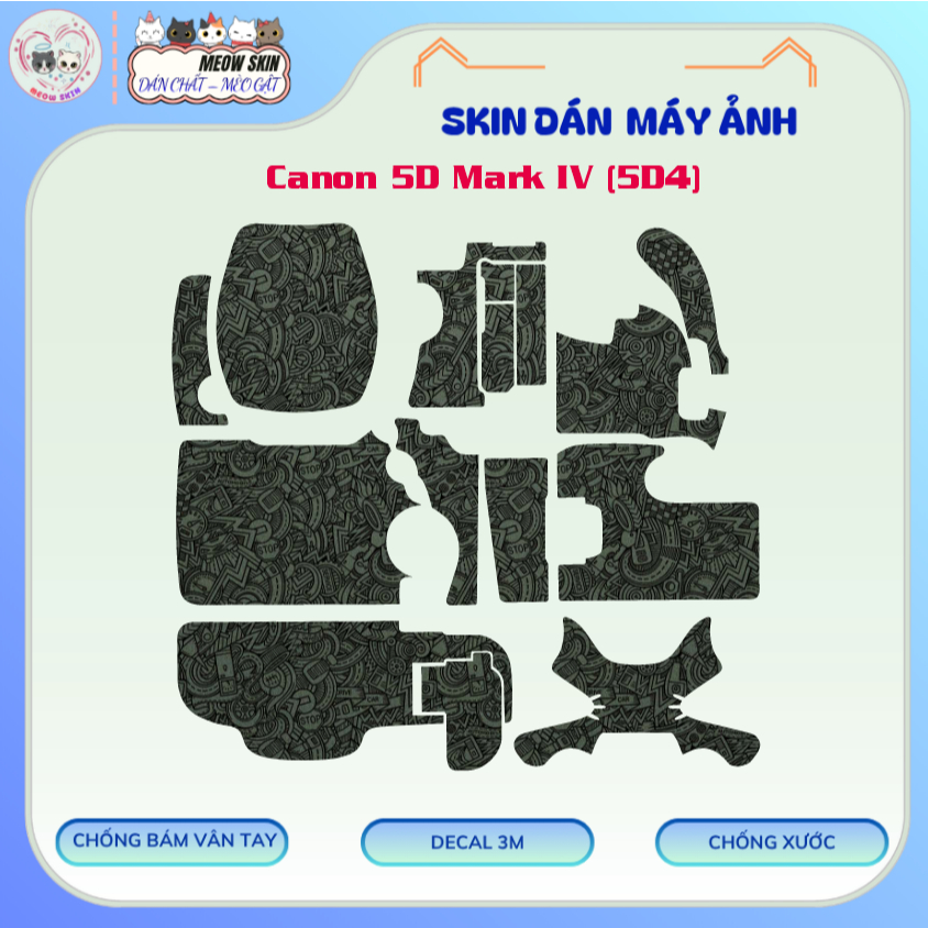Skin Dán Máy Ảnh Canon 5D Mark IV (5D4) Nhiều Mẫu | Decal Film 3M Vân Nổi Custom Chống Trầy, Chống T